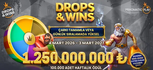 Drops and Wins çarkı ve Zeus karakteri