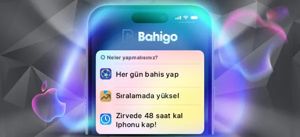 Bahigo uygulaması açık telefon ekranı ve renkli ışık efektleri