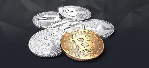 Bitcoin ve farklı kripto para simgeleri