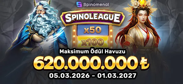 Zeus ve kadın karakter yanında Spinoleague logosu