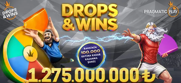 Drops and Wins çarkı ve Zeus karakteri