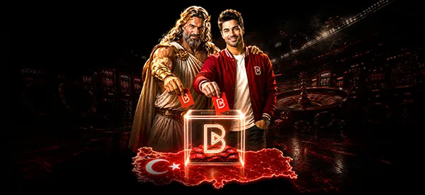 Zeus karakteri ve Gates of Bahigo slot oyunu logosu
