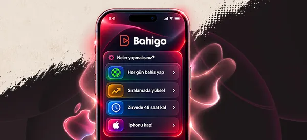 Bahigo uygulaması açık telefon ekranı ve renkli ışık efektleri