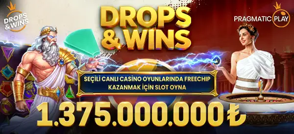 Drops and Wins çarkı ve Zeus karakteri